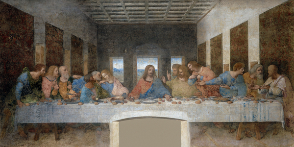 Leonardo da Vinci, The Last Supper, 1495-96, mural painting, Convent of Santa Maria delle Grazie, Milan, Italy